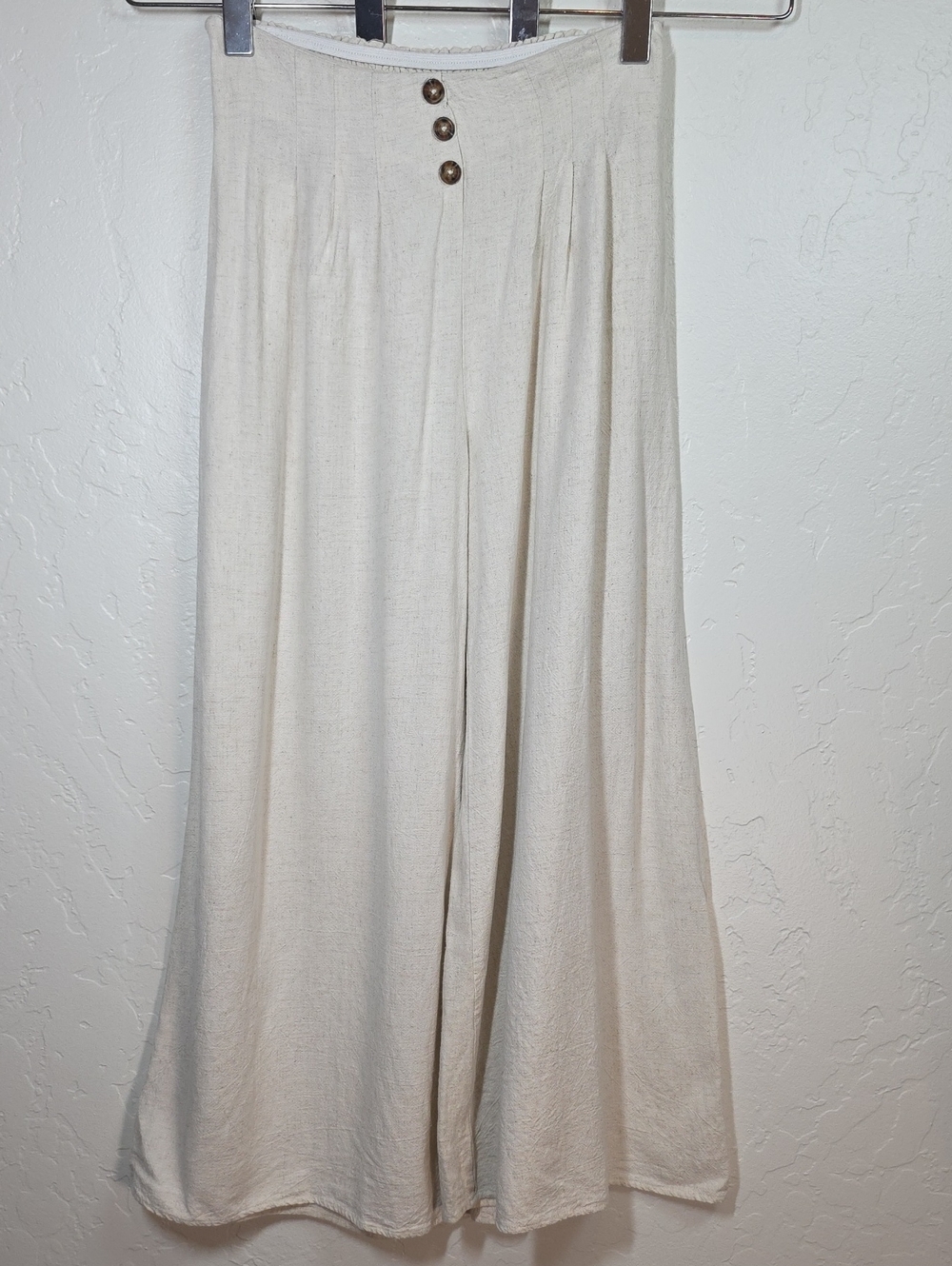 Sienna Sky Cream Wide-Leg Linen-Blend Cropped Pants